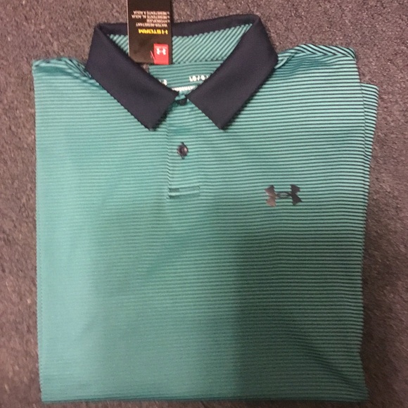 Under Armour Men's Polo Shirt - Teal and Black. - Picture 4 of 4